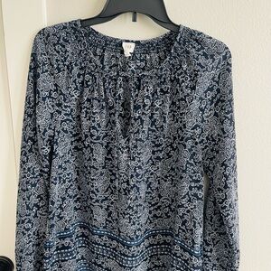 GAP Navy and White Paisley Blouse